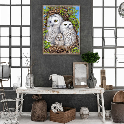 White Owl - Full Round Drill Diamond Painting 30*40CM