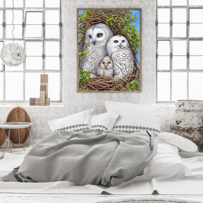 White Owl - Full Round Drill Diamond Painting 30*40CM