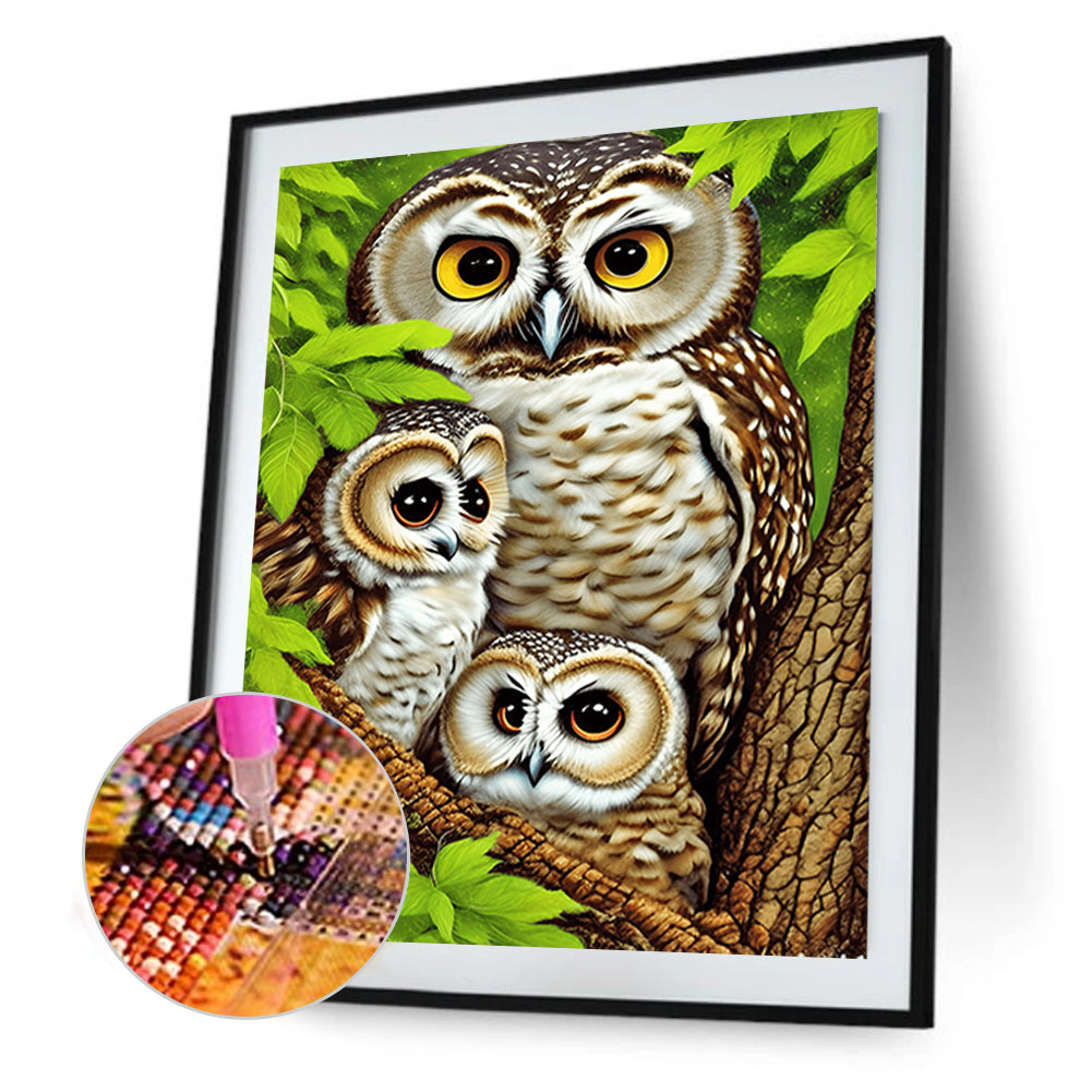 Brown Owl - Full Round Drill Diamond Painting 30*40CM