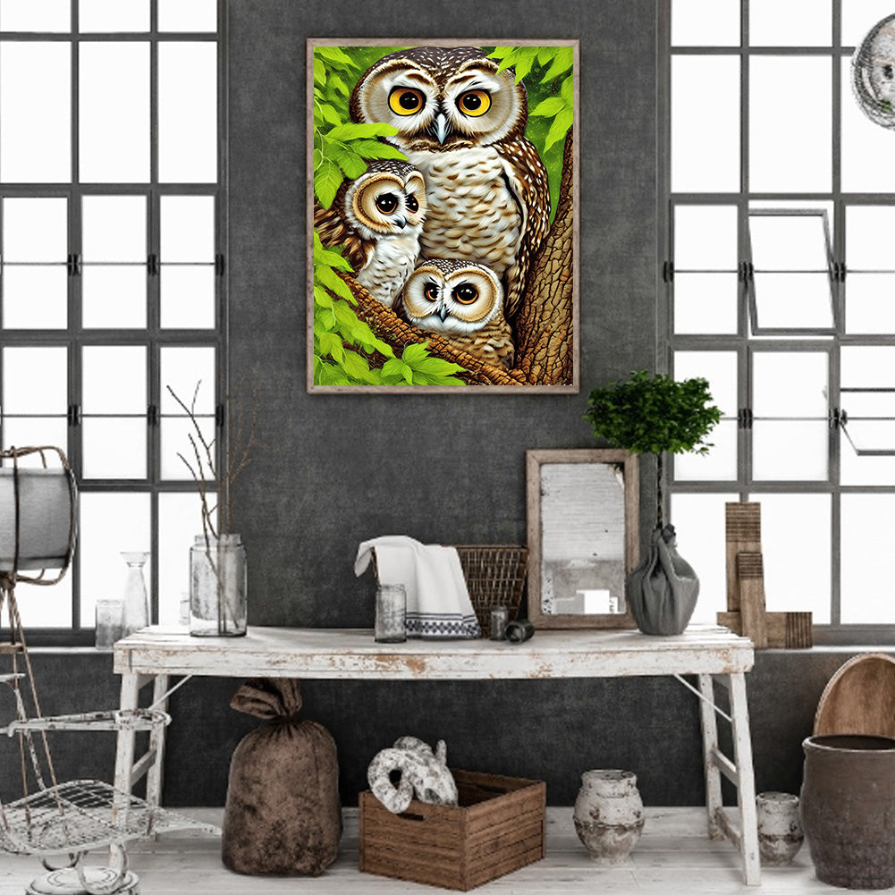 Brown Owl - Full Round Drill Diamond Painting 30*40CM