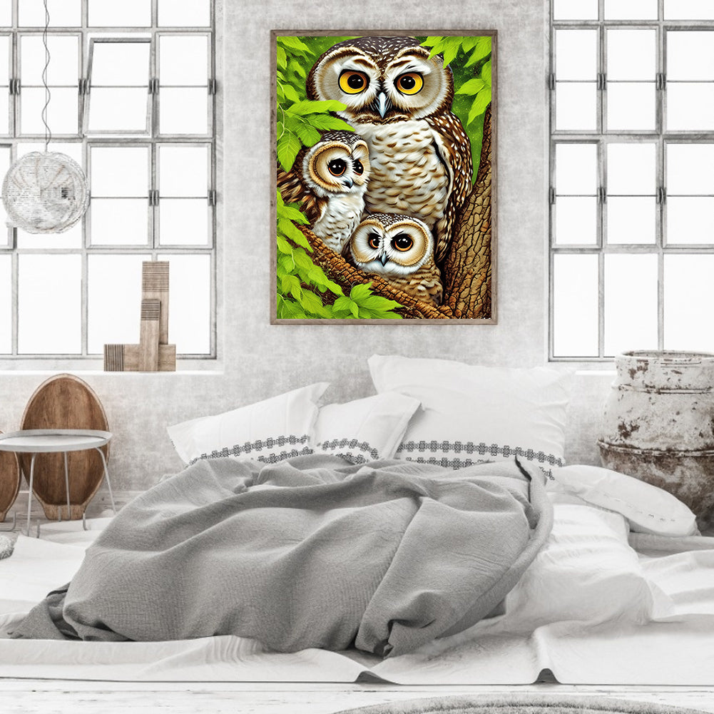 Brown Owl - Full Round Drill Diamond Painting 30*40CM