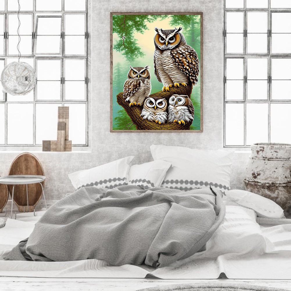Brown Owl - Full Round Drill Diamond Painting 30*40CM
