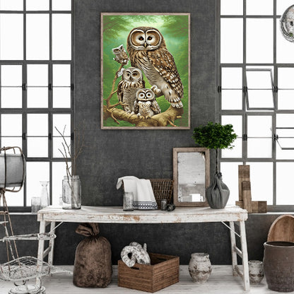 Brown Owl - Full Round Drill Diamond Painting 30*40CM