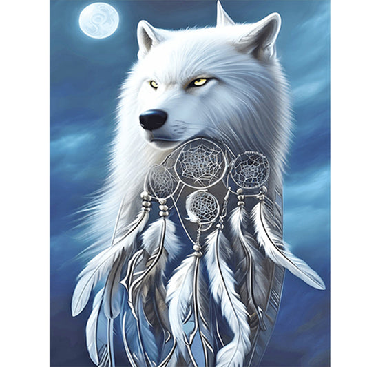 Arctic Wolf Dream Catcher - Full Round Drill Diamond Painting 30*40CM