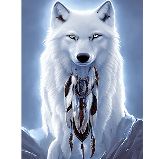 Arctic Wolf Dream Catcher - Full Round Drill Diamond Painting 30*40CM