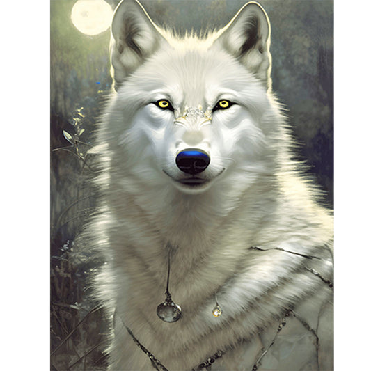 Arctic Wolf Under The Moon - Full Round Drill Diamond Painting 30*40CM