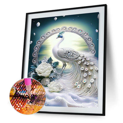 White Peacock - Full Round Drill Diamond Painting 30*40CM