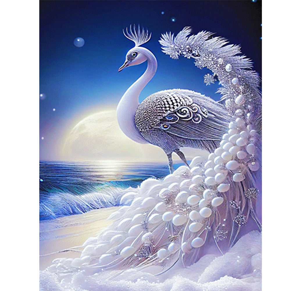 White Peacock - Full Round Drill Diamond Painting 30*40CM