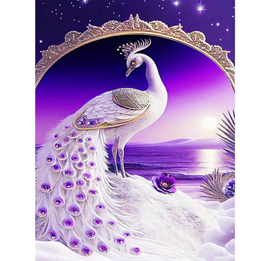 White Peacock - Full Round Drill Diamond Painting 30*40CM