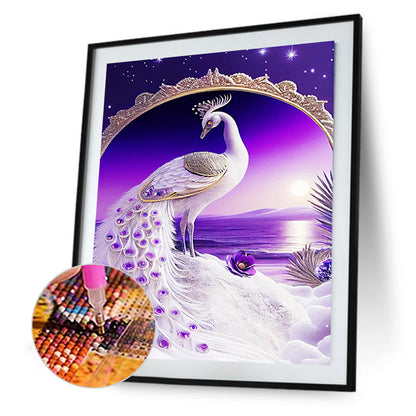 White Peacock - Full Round Drill Diamond Painting 30*40CM