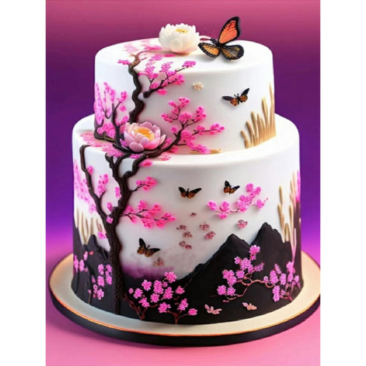 Floral Landscape Cake - Full Round Drill Diamond Painting 30*40CM