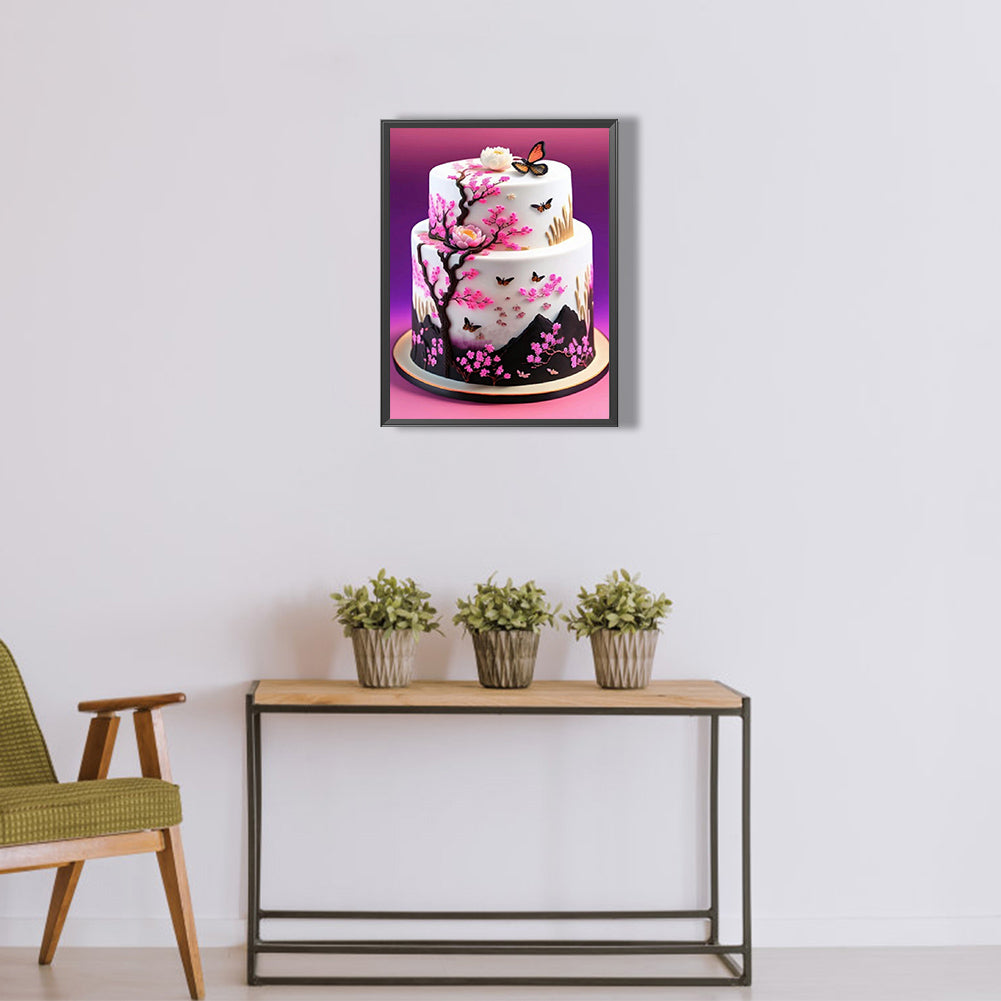 Floral Landscape Cake - Full Round Drill Diamond Painting 30*40CM