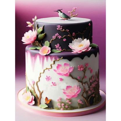 Floral Landscape Cake - Full Round Drill Diamond Painting 30*40CM