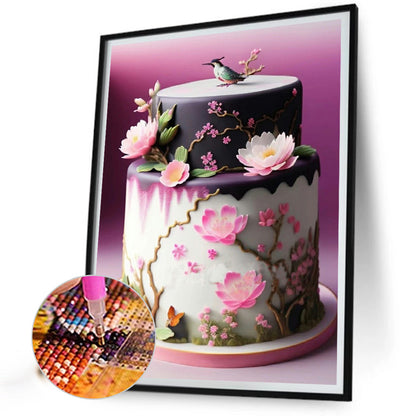 Floral Landscape Cake - Full Round Drill Diamond Painting 30*40CM