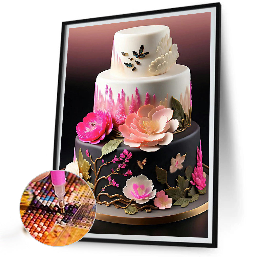 Floral Landscape Cake - Full Round Drill Diamond Painting 30*40CM