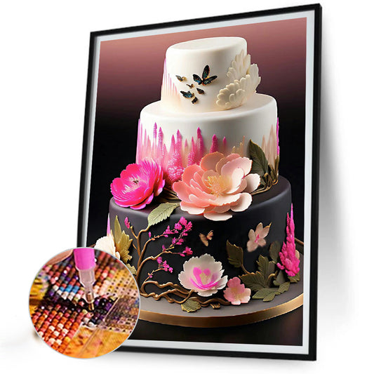 Floral Landscape Cake - Full Round Drill Diamond Painting 30*40CM