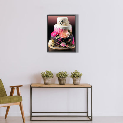 Floral Landscape Cake - Full Round Drill Diamond Painting 30*40CM