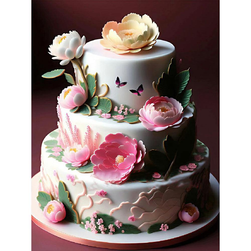 Floral Landscape Cake - Full Round Drill Diamond Painting 30*40CM