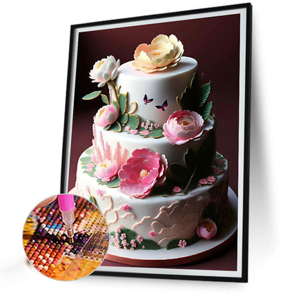 Floral Landscape Cake - Full Round Drill Diamond Painting 30*40CM