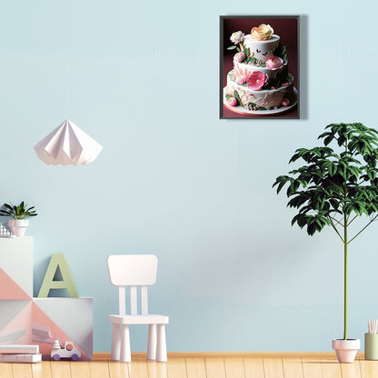 Floral Landscape Cake - Full Round Drill Diamond Painting 30*40CM