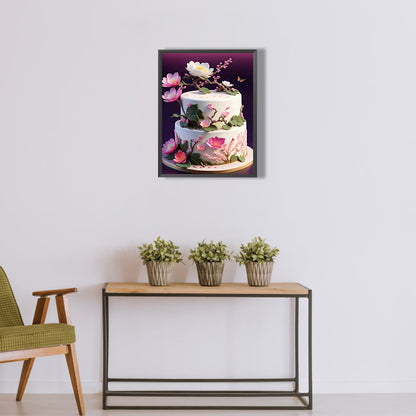 Floral Landscape Cake - Full Round Drill Diamond Painting 30*40CM