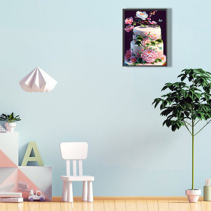 Floral Landscape Cake - Full Round Drill Diamond Painting 30*40CM