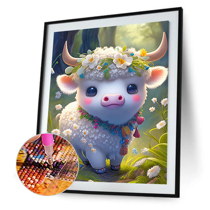 Floral Version Of The Zodiac Ox - Full Round Drill Diamond Painting 30*40CM