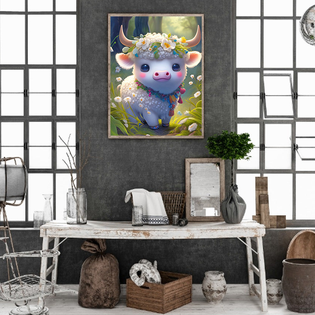 Floral Version Of The Zodiac Ox - Full Round Drill Diamond Painting 30*40CM