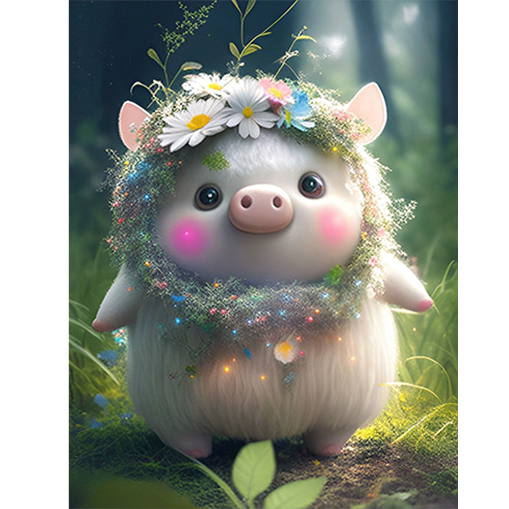 Floral Version Of Zodiac Pig - Full Round Drill Diamond Painting 30*40CM