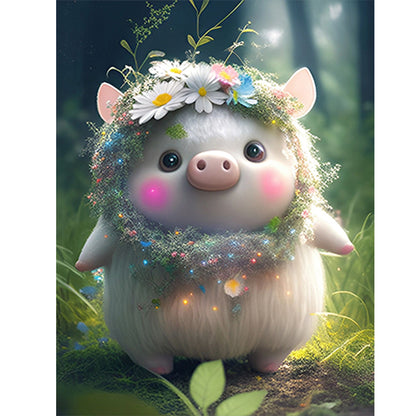 Floral Version Of Zodiac Pig - Full Round Drill Diamond Painting 30*40CM