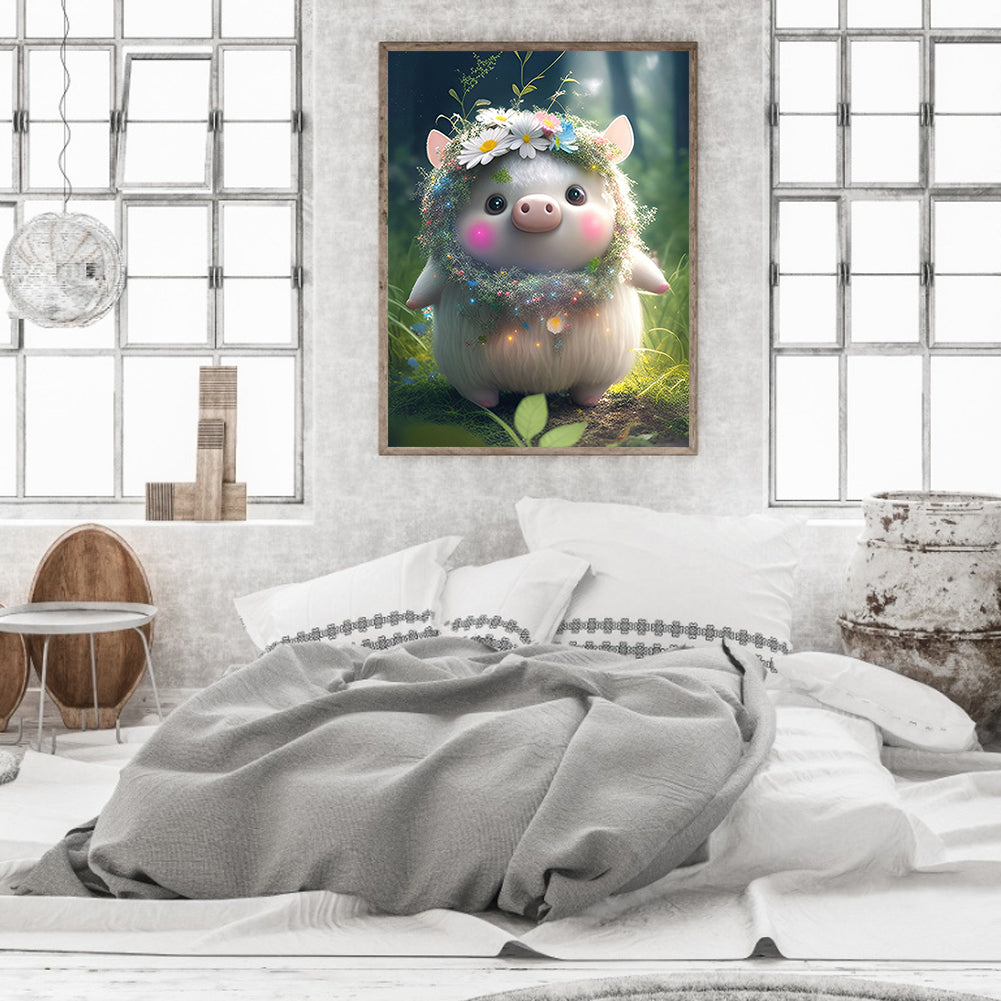 Floral Version Of Zodiac Pig - Full Round Drill Diamond Painting 30*40CM
