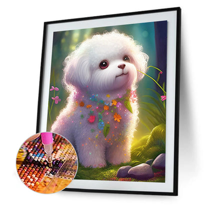 Flower Version Zodiac Dog - Full Round Drill Diamond Painting 30*40CM