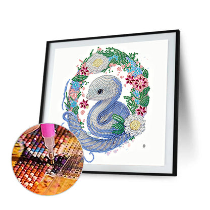 Comic Version Of The Zodiac Snake - Special Shaped Drill Diamond Painting 30*30CM