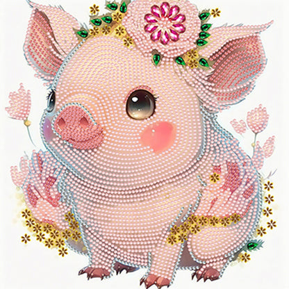 Comic Version Of The Zodiac Pig - Special Shaped Drill Diamond Painting 30*30CM