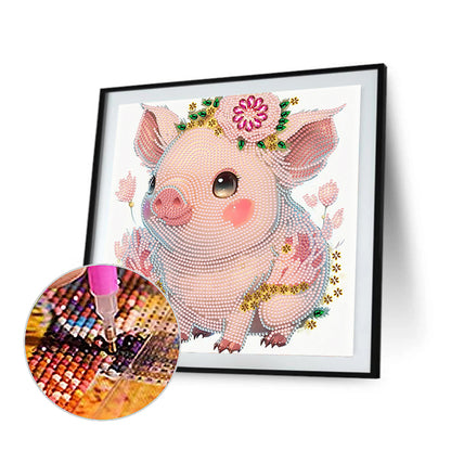 Comic Version Of The Zodiac Pig - Special Shaped Drill Diamond Painting 30*30CM