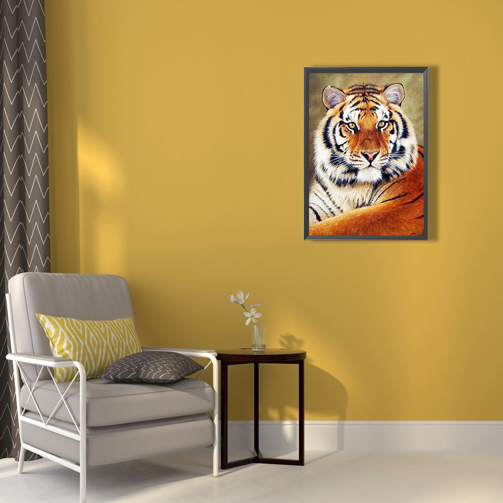 Siberian Tiger Staring - Full Round Drill Diamond Painting 40*50CM