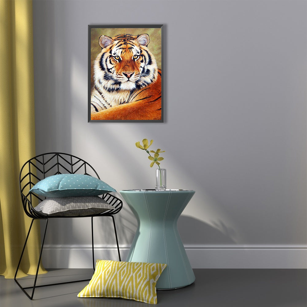 Siberian Tiger Staring - Full Round Drill Diamond Painting 40*50CM