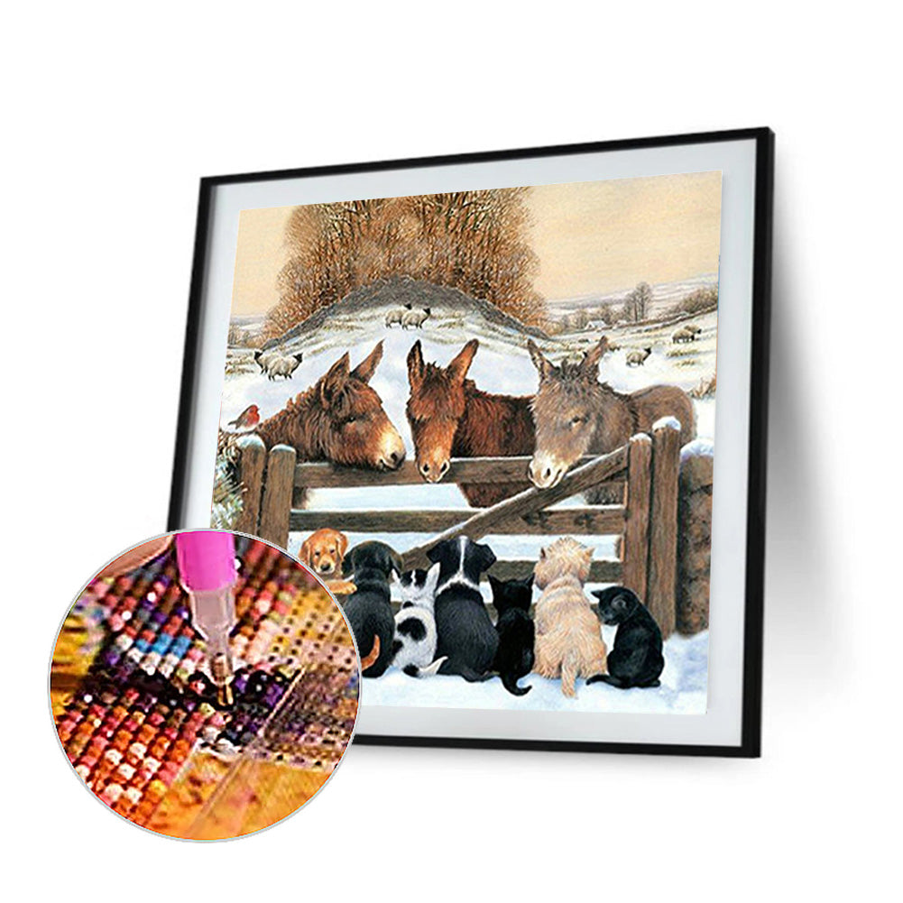 Donkey In The Fence - Full Square Drill Diamond Painting 45*45CM