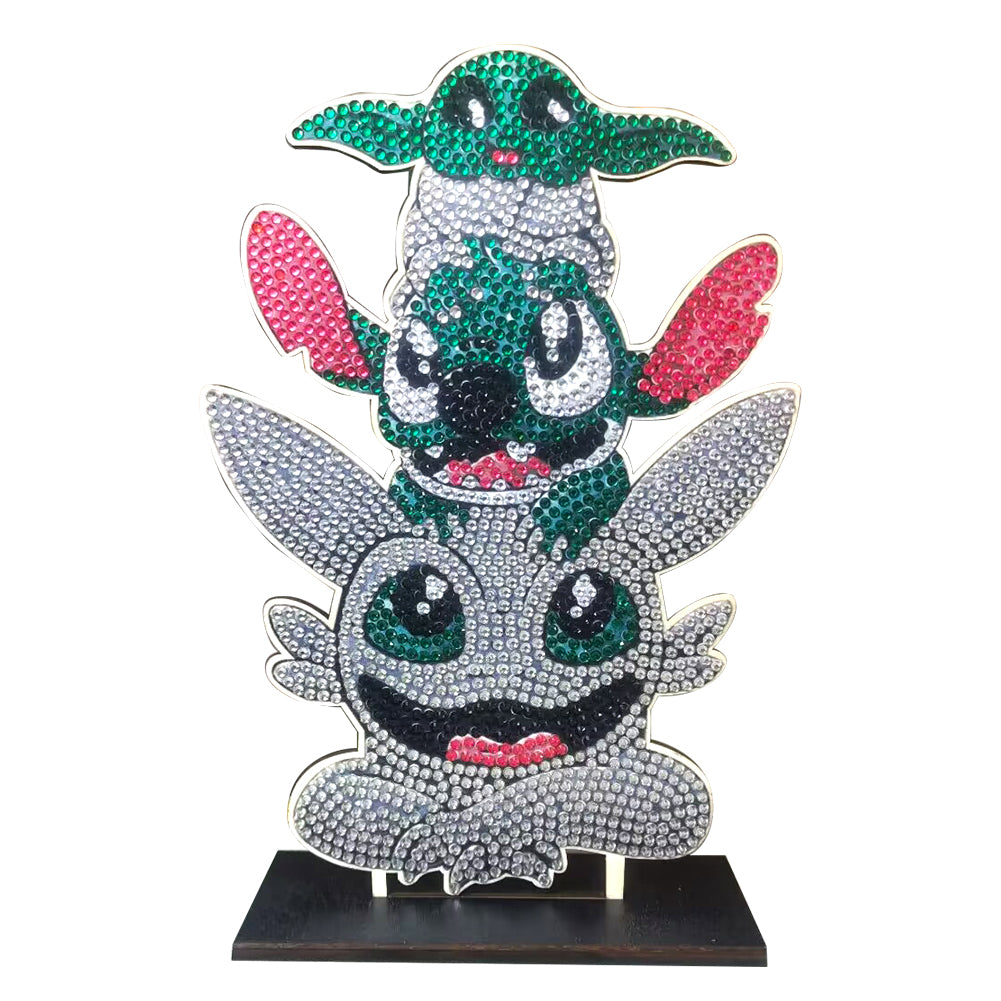 DIY Crystal Diamond Ornament Art Crafts Wooden Cartoon Home Decoration Kids Gift