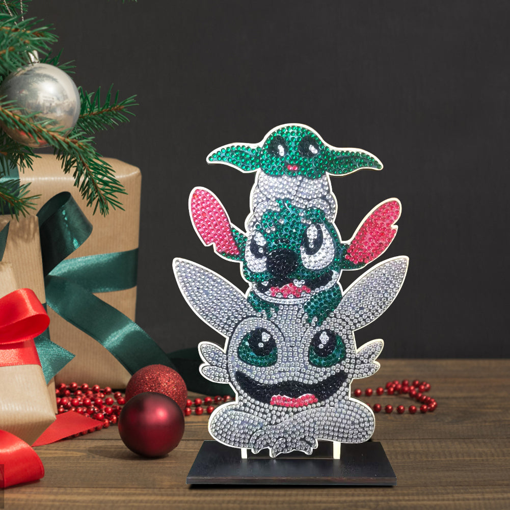 DIY Crystal Diamond Ornament Art Crafts Wooden Cartoon Home Decoration Kids Gift