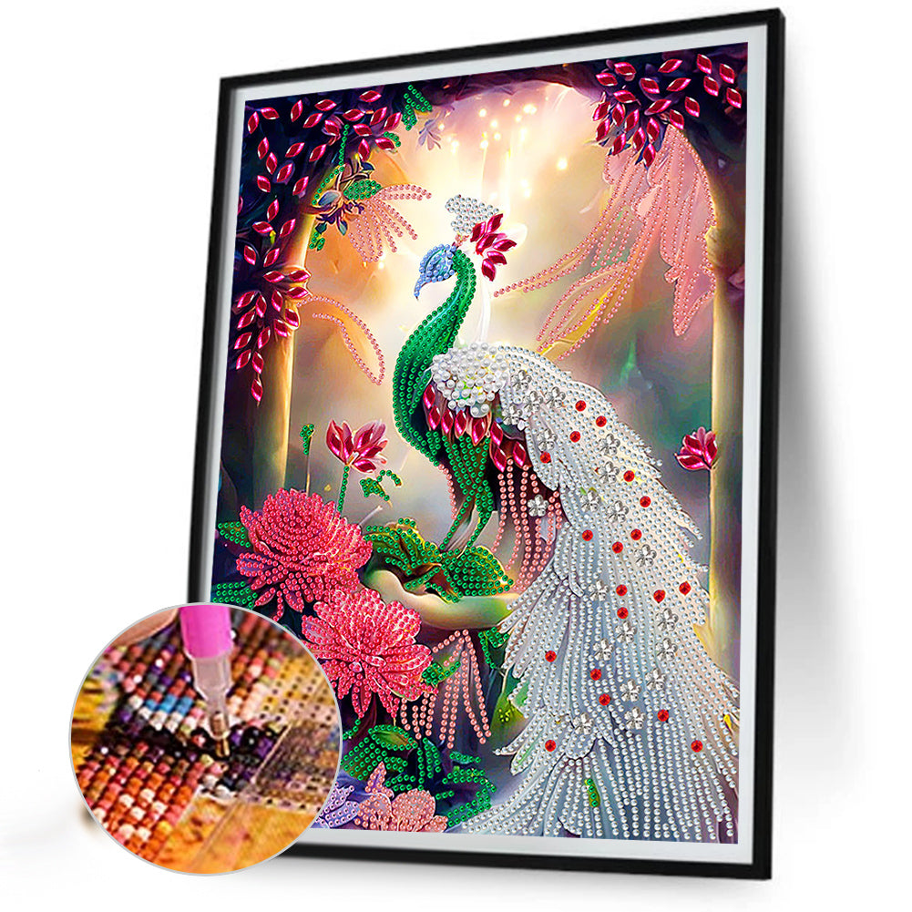 Gorgeous Peacock - Special Shaped Drill Diamond Painting 30*40CM