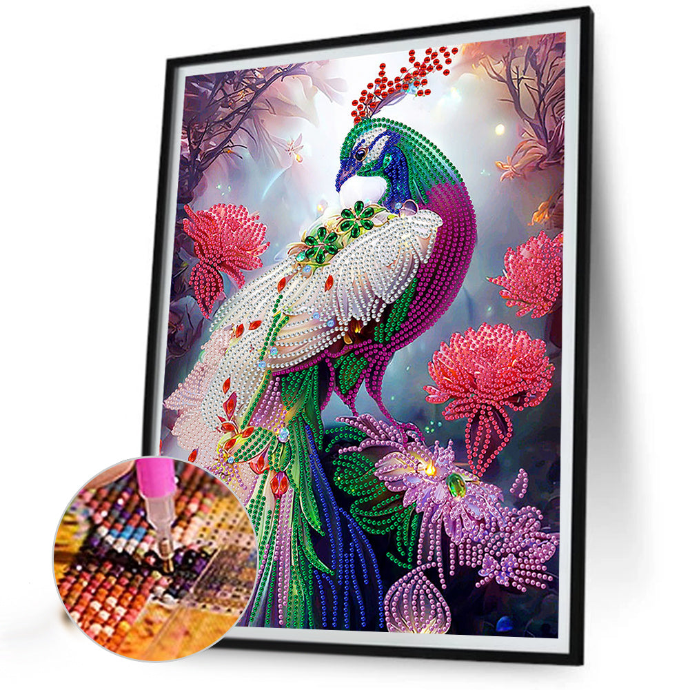 Gorgeous Peacock - Special Shaped Drill Diamond Painting 30*40CM