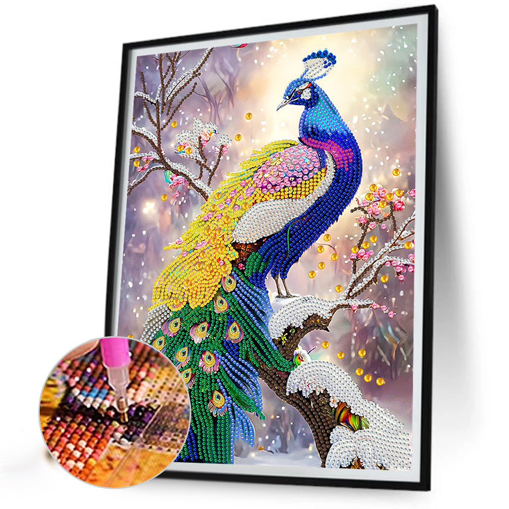 Gorgeous Peacock - Special Shaped Drill Diamond Painting 30*40CM