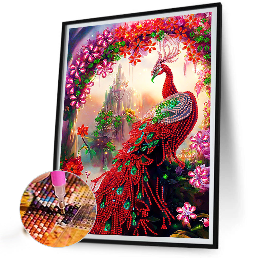 Gorgeous Peacock - Special Shaped Drill Diamond Painting 30*40CM