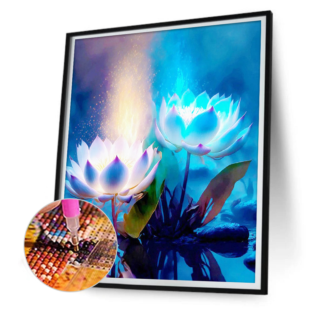 Blue Lotus - Full Square Drill Diamond Painting 30*40CM