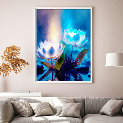 Blue Lotus - Full Square Drill Diamond Painting 30*40CM