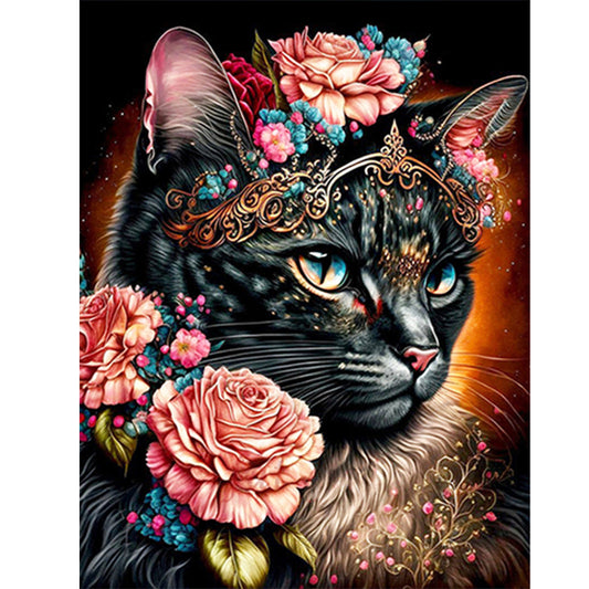 Exquisite Black Cat - Full Round Drill Diamond Painting 30*40CM