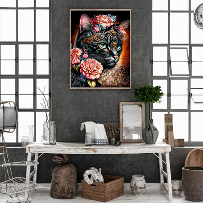 Exquisite Black Cat - Full Round Drill Diamond Painting 30*40CM