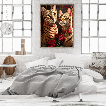 Exquisite Black Cat - Full Round Drill Diamond Painting 30*40CM