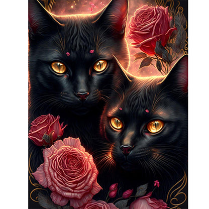 Exquisite Black Cat - Full Round Drill Diamond Painting 30*40CM